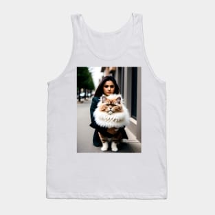 Beautiful woman with cat - Modern digital art Tank Top